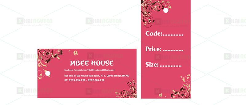 Mẫu thiết kế price tag Shop Mbee House