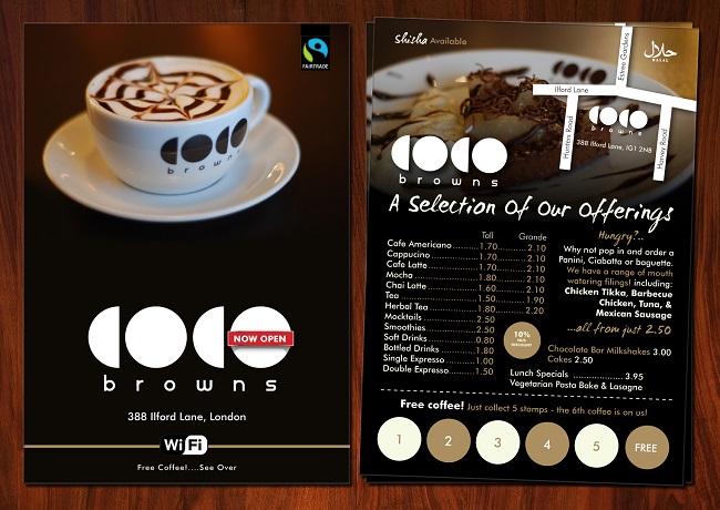 In menu flyer cực sáng tạo từ coffee browns 