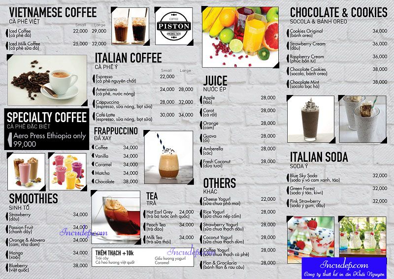 Thiết kế menu theo phong cách hiện đại