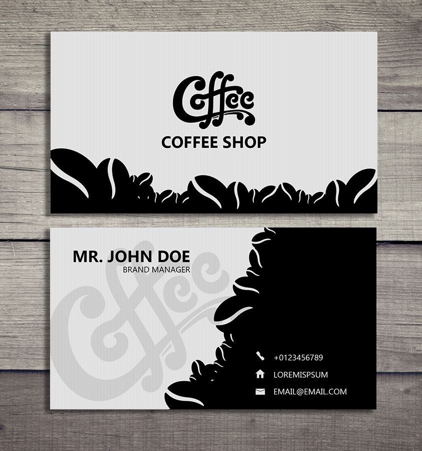 Thiết kế card visit cà phê với 2 màu đen trắng