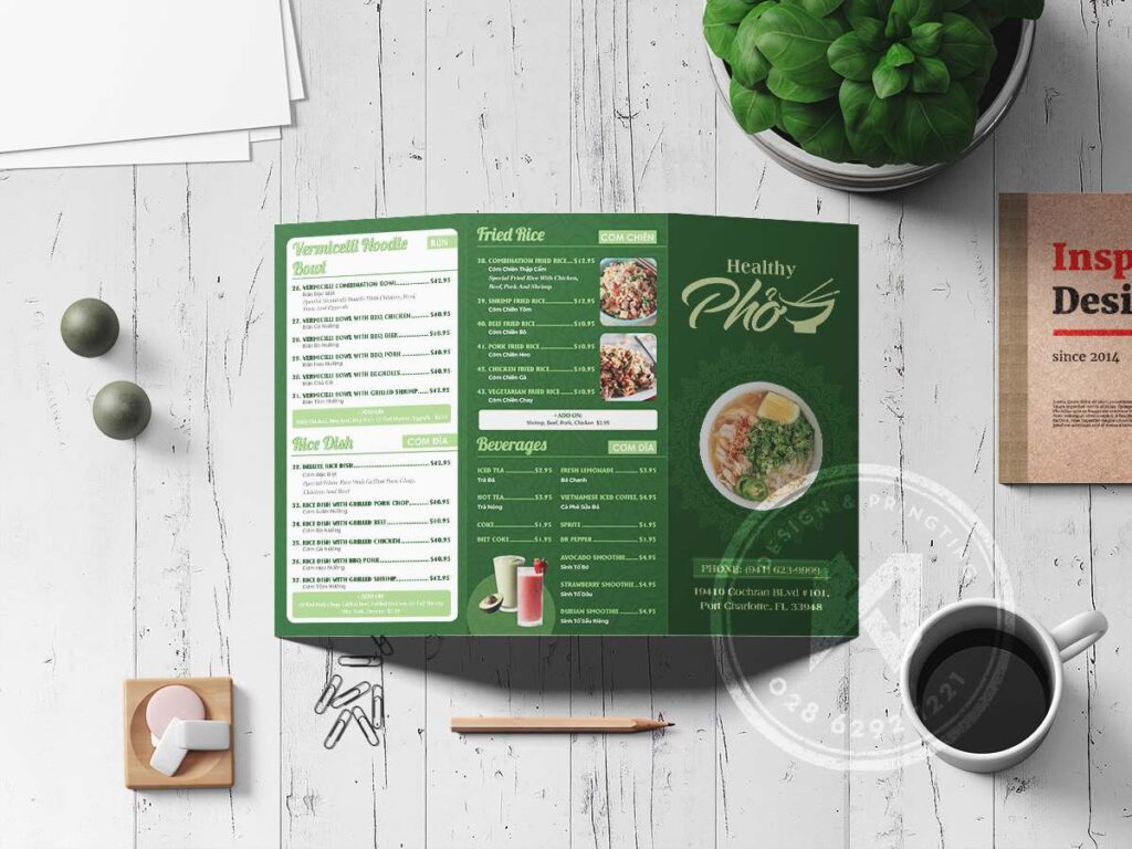 Brochure menu - mẫu tờ gấp cho nhà hàng