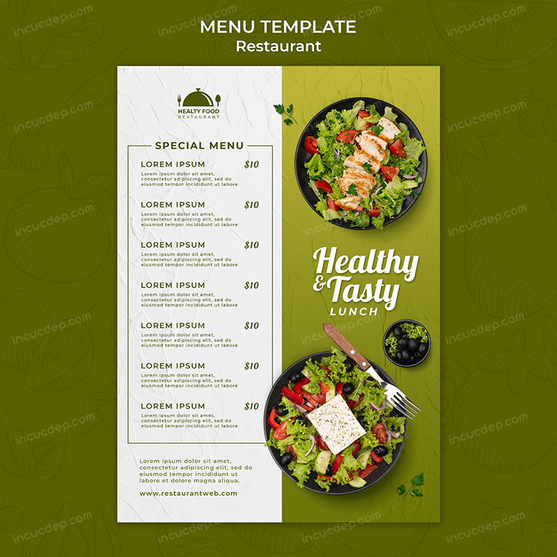 Healthy food menu - thiết kế thực đơn miễn phí