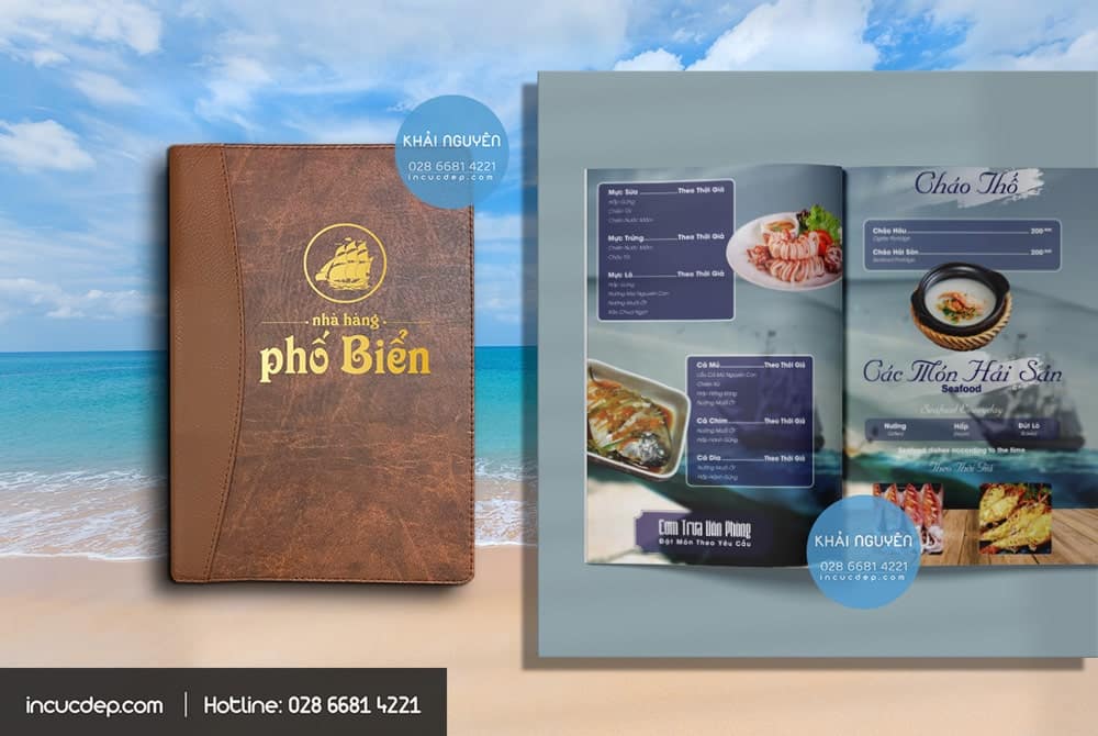 Thiết kế & In menu nhà hàng Hải Sản Phố Biển