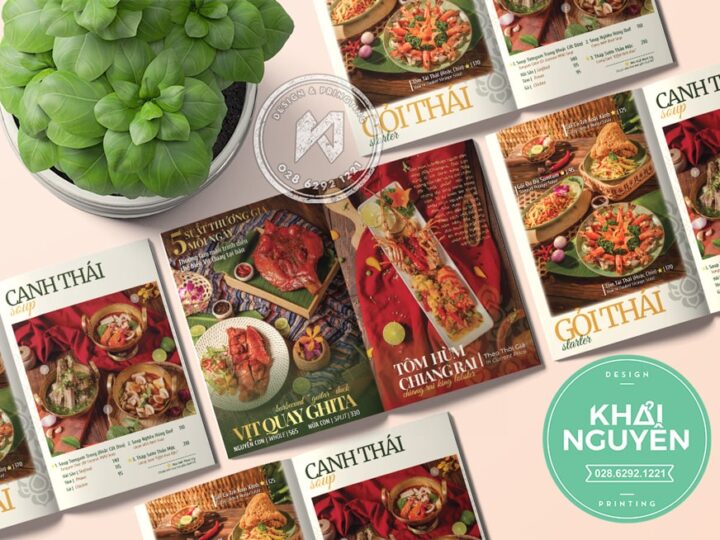 In menu nhà hàng Thái chuyên nghiệp