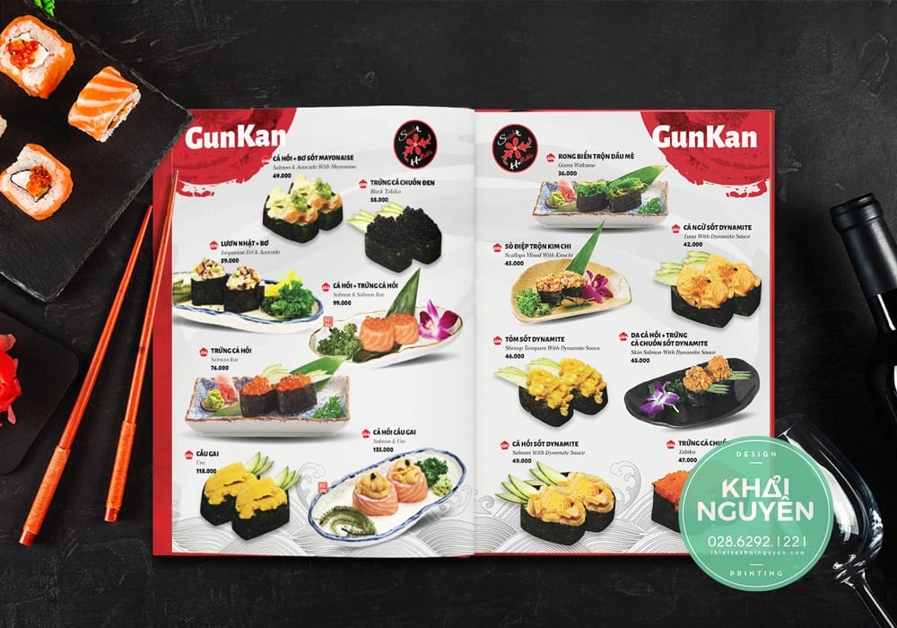 Thiết kế menu nhà hàng Nhật đặc trưng
