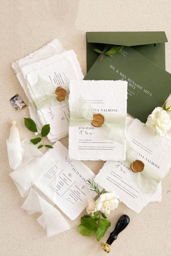 Mẫu In Thiệp Mời Màu Xanh Lá Sáng Tạo