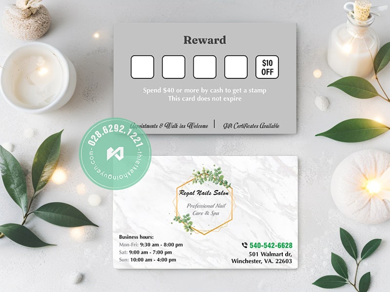 Mẫu thiết kế card nails kết hợp tích điểm 2 trong 1