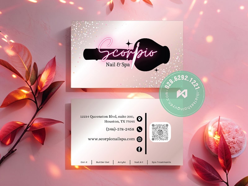 Thiết kế card Nails phong cách Modern & Fresh - kèm QR Code
