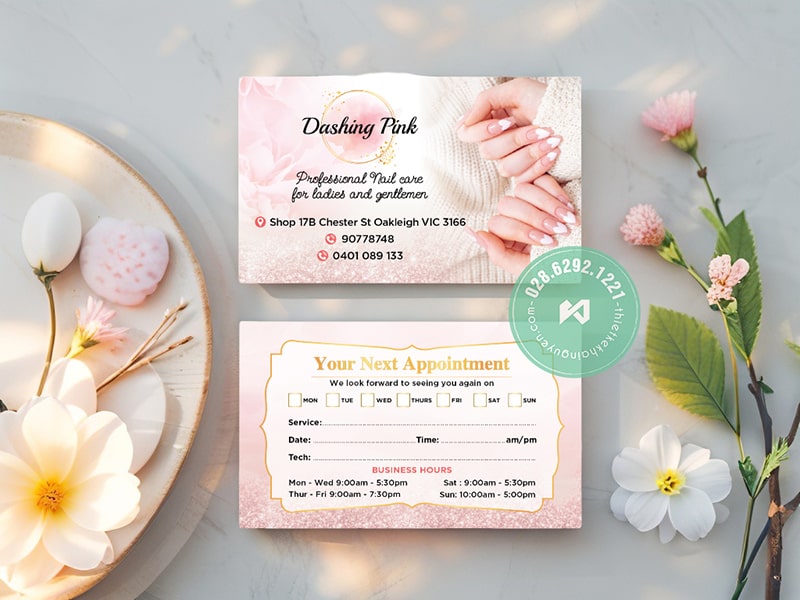 Appointment Card kết hợp Card Visit Nail tại VIC - Úc