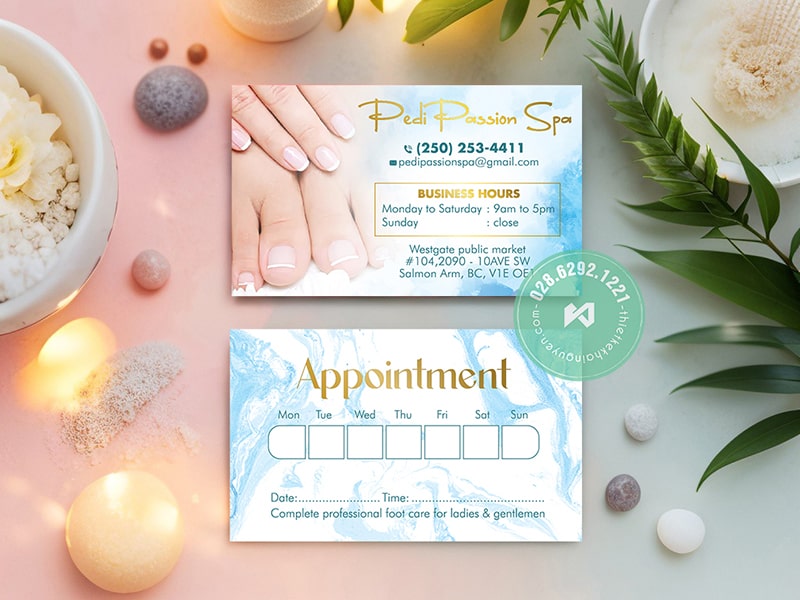 Mẫu phiếu lịch hẹn 2 trong 1 - Pedi Passion Nails tại Mỹ