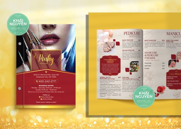 Mẫu menu bìa cứng nail spa