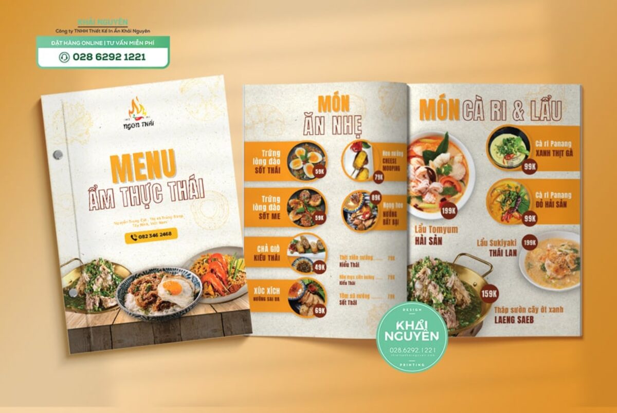 Mẫu menu nhà hàng Thái