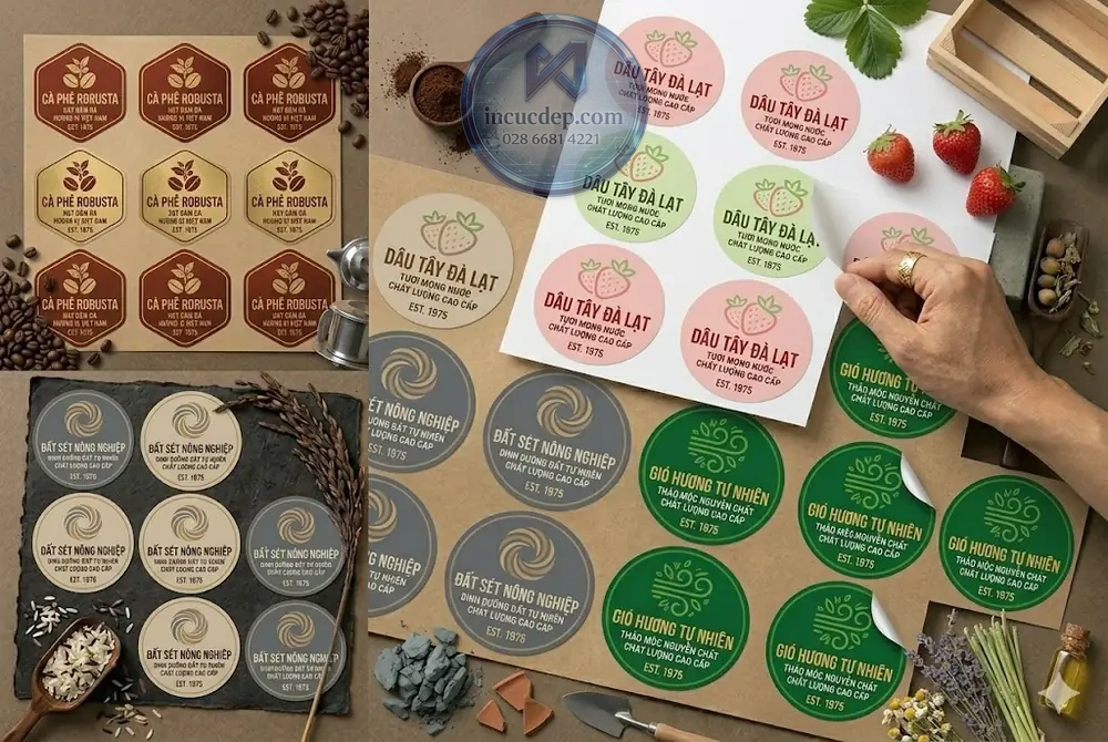 Decal sticker bế demi in logo tại TPHCM