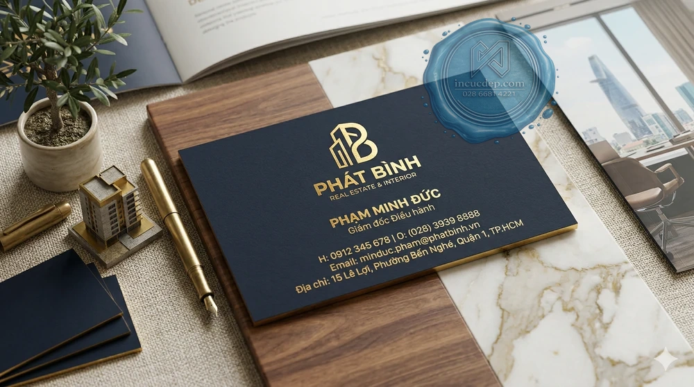 In card ép kim số lượng ít trên giấy mỹ thuật