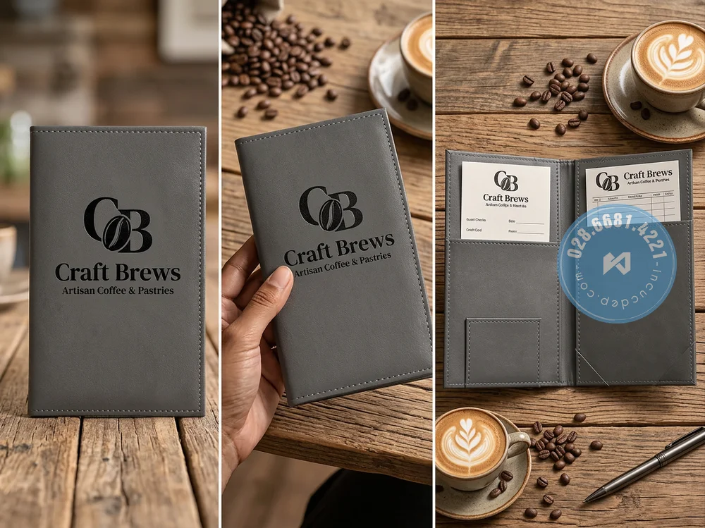 in kẹp hóa đơn da số ít kỹ thuật dập nổi dập chìm