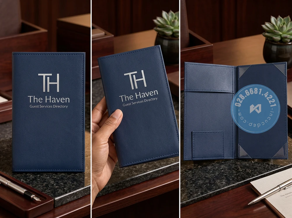 Kẹp hóa đơn da PU in logo