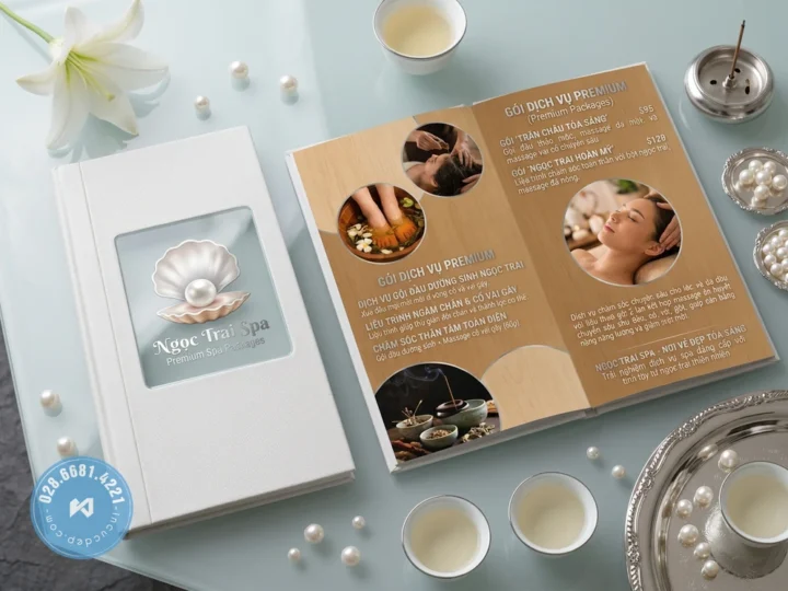 Menu bìa da cửa sổ mica sang trọng, độc đáo, giá rẻ