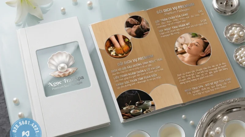 Menu bìa da cửa sổ mica sang trọng, độc đáo, giá rẻ