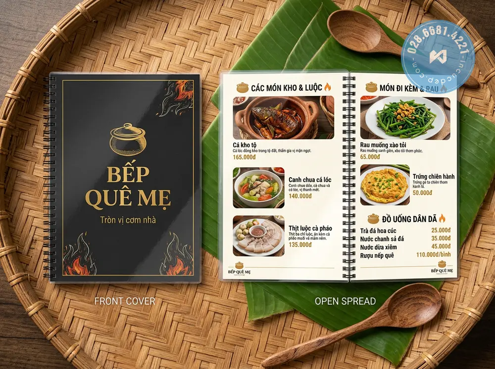 in lay ngay thuc don menu plastic lo xo sieu re