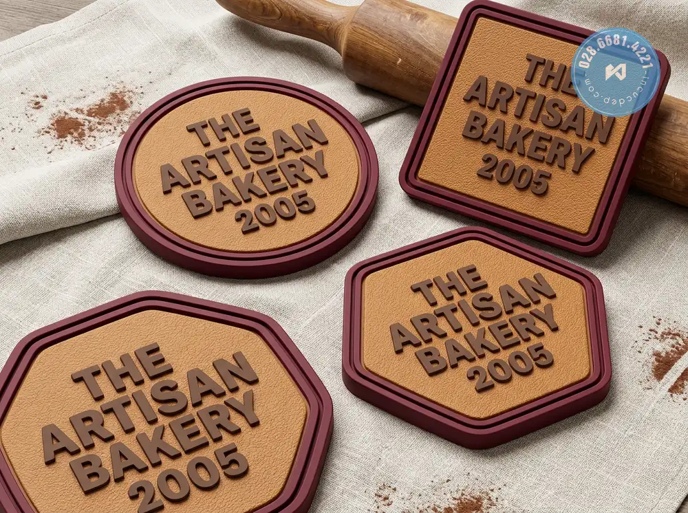 Lót ly cao su logo nổi theo khuôn