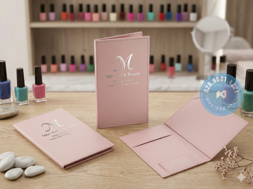 thiết kế đẹp kẹp hóa đơn da in logo thương hiệu