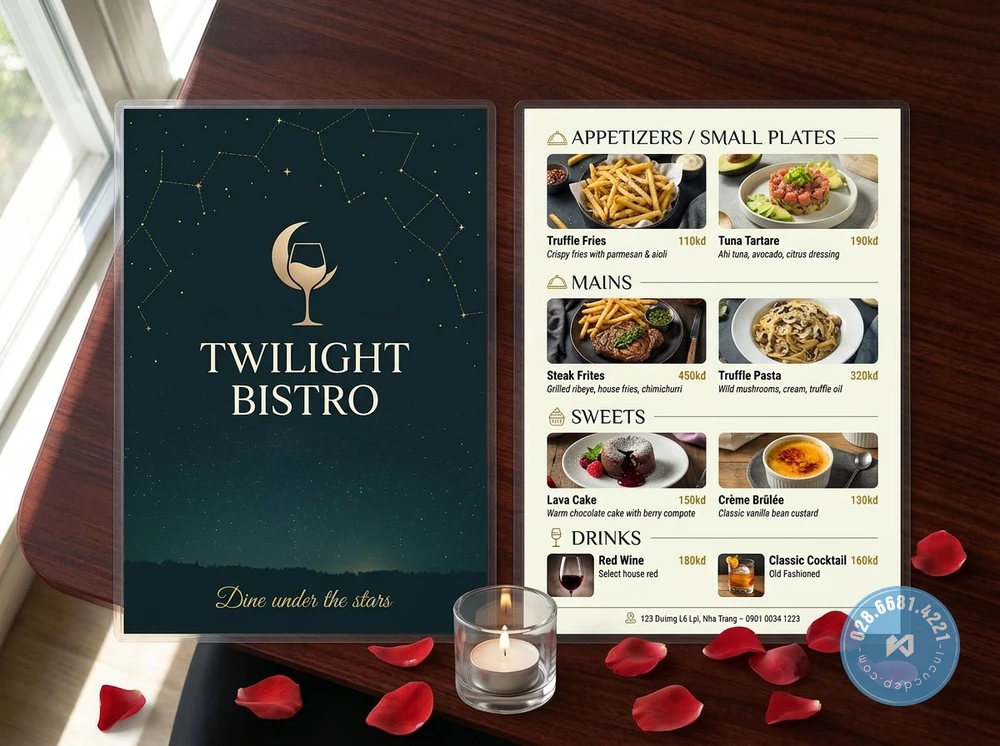 thiết kế menu thực đơn ép plastic đẹp