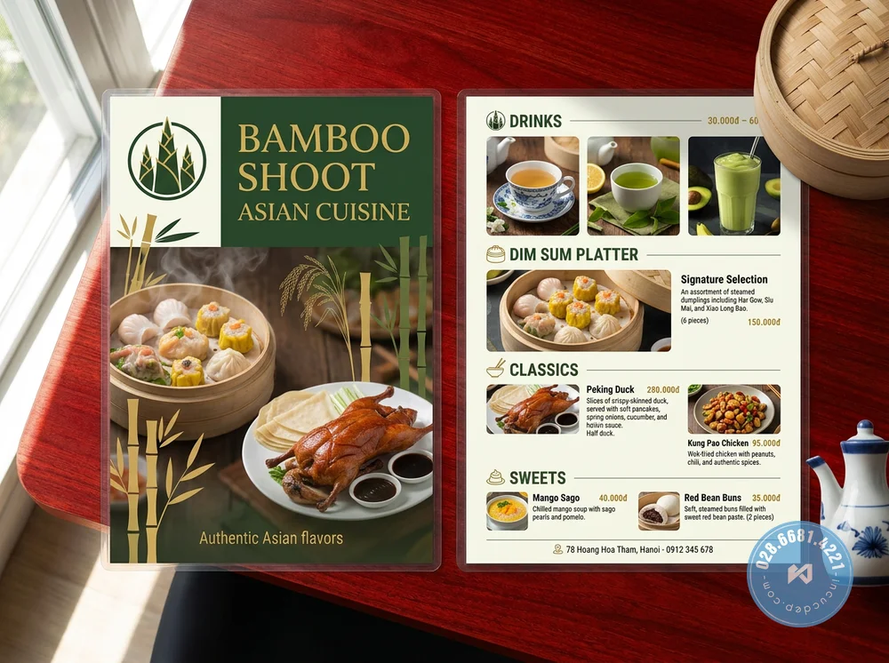 menu thực đơn ép plastic nhựa Bình Thạnh