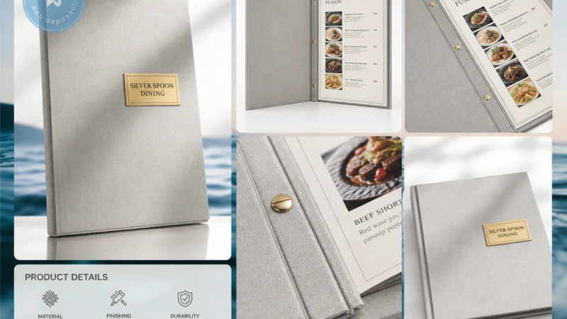 Menu Vải Nỉ Với Logo Inox – Sạch Đẹp, Sang Trọng