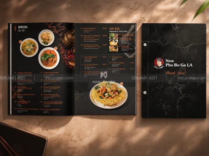 Quy Cách In Menu Mở Phẳng, Menu Chữ A Cho Nhà Hàng