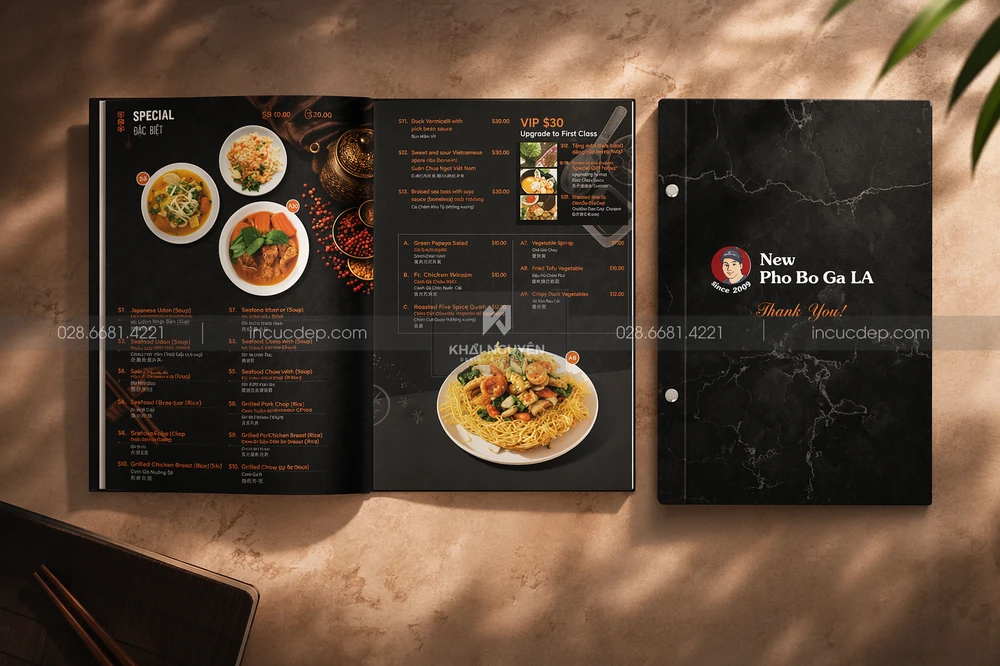 Quy Cách In Menu Mở Phẳng, Menu Chữ A Cho Nhà Hàng