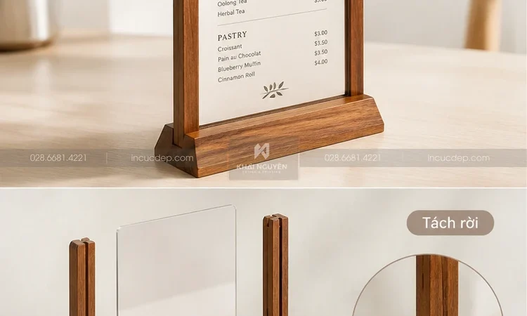 Đặt Chân Đế Gỗ Menu Để Bàn Lấy Gấp Giá Tốt TPHCM