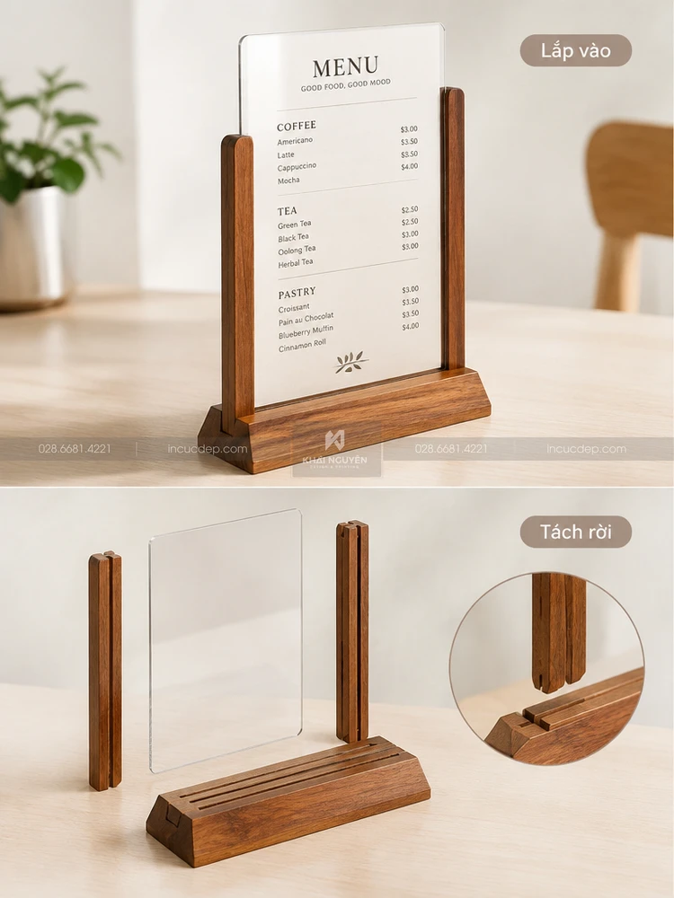 Đặt Chân Đế Gỗ Menu Để Bàn Lấy Gấp Giá Tốt TPHCM